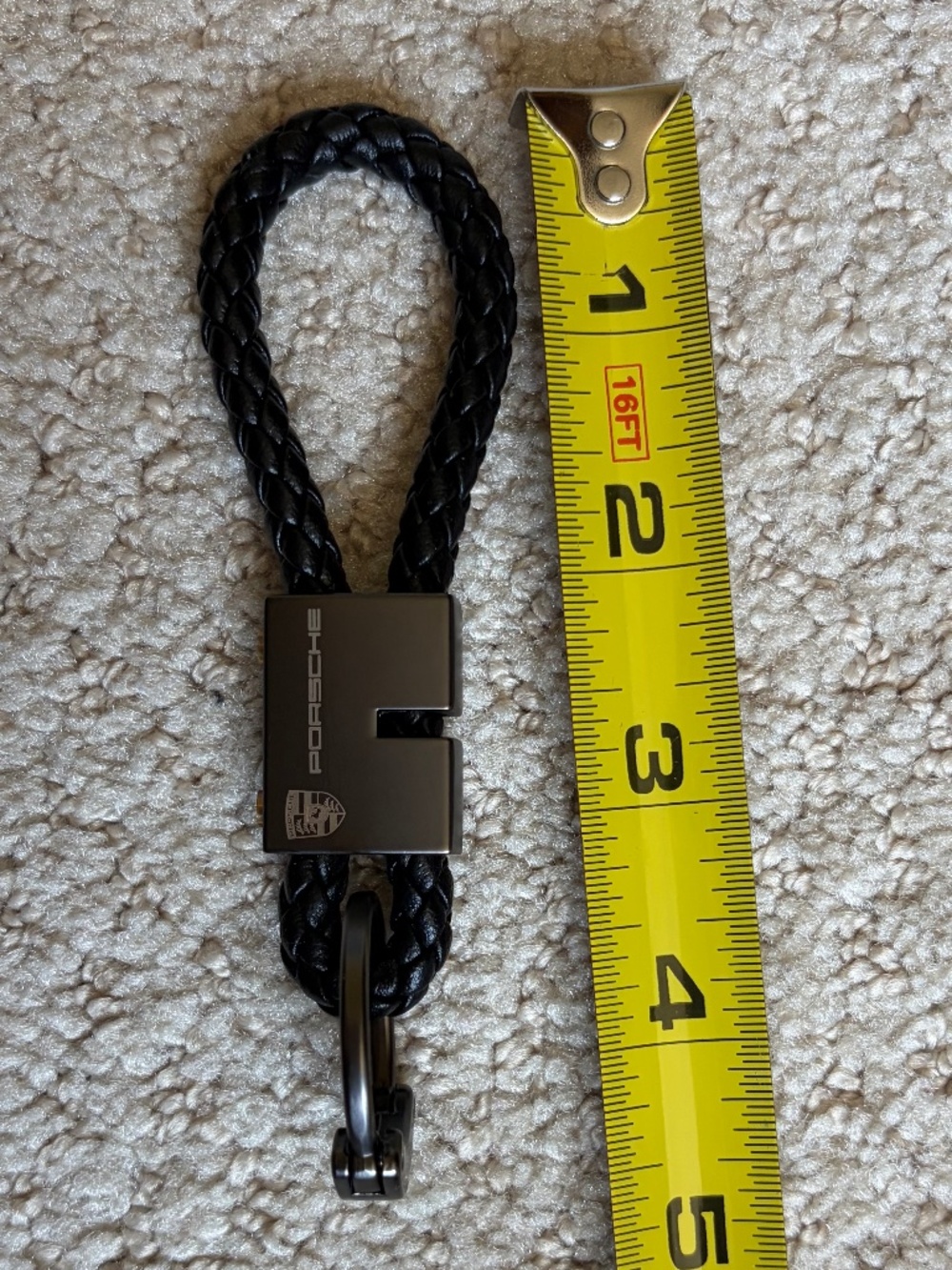 key ring braided cord black bronze Porsche inspired - Picture 5 of 5
